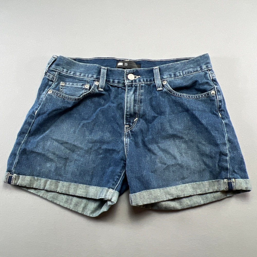 Levi's Denim Cuffed Shorts Womens 29 Blue Cotton Medium Wash Mid Rise Streetwear